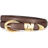 XZQTIVE Women's Skinny Leather Belts Ladies Thin Waist Belts for Jeans Dress Pants Trendy Black Belt with Gold Buckle