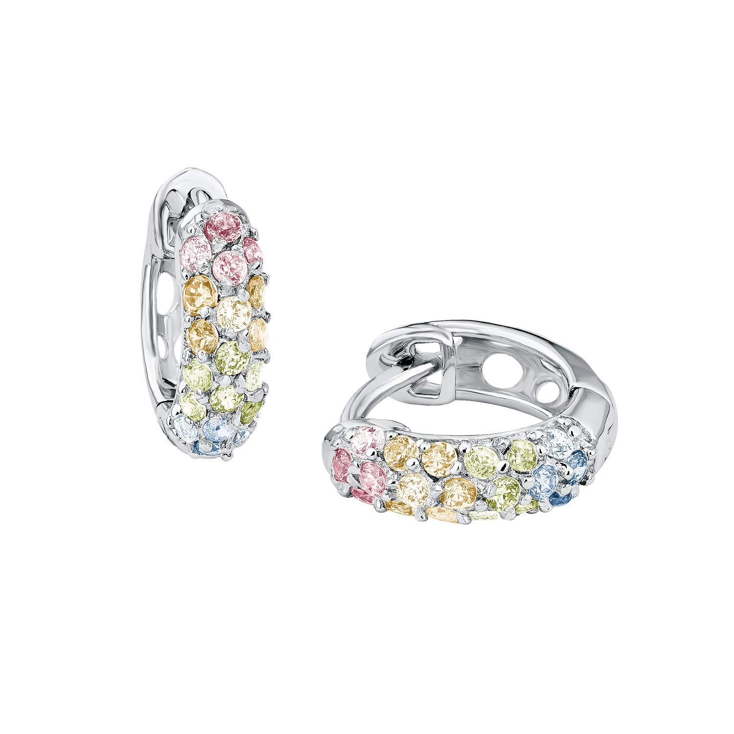 Prinzessin Lillifee hoop earrings 925 Sterling silver girls' children's earrings, with zirconia, 1.2 cm, multicolor, comes in jewelry gift box 2027907