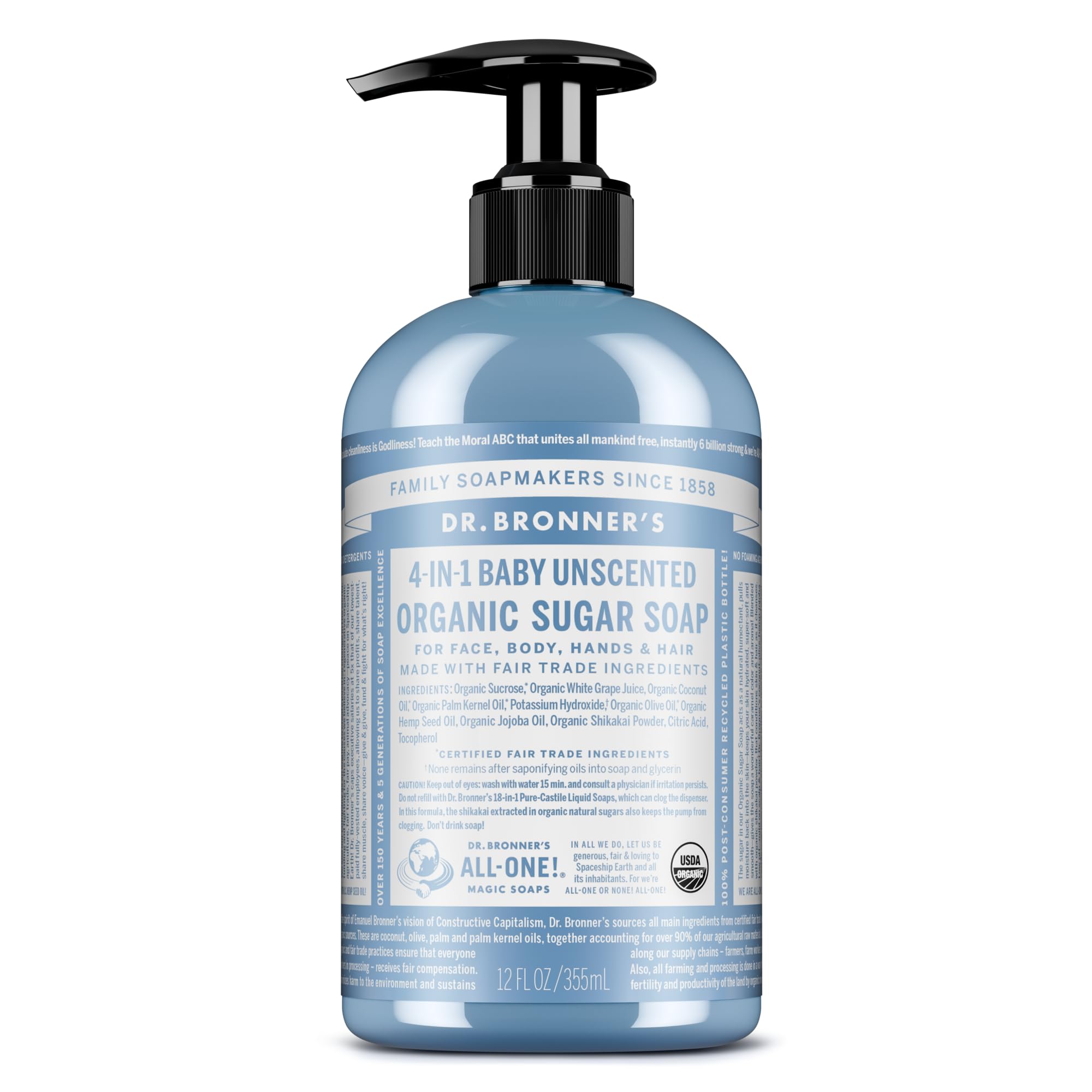 Dr Bronner'S | Pump Soap - Unscented | 1 x 355ml