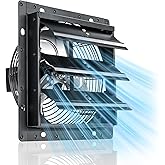 Windigaga 8 Inch Shutter Exhaust Fan, 760 CFM High-Speed Wall Mounted Exhaust Fan, 40dB Quiet Cooling Ventilation Attic Fan for Shed, Garage, Greenhouse, Basement, Chicken Coop, Generator Room, Black