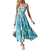 CUPSHE Women’s Long Dresses Summer Sleeveless Beach Casual Side Slit Spaghetti Straps Vacation Graduation Midi Dress