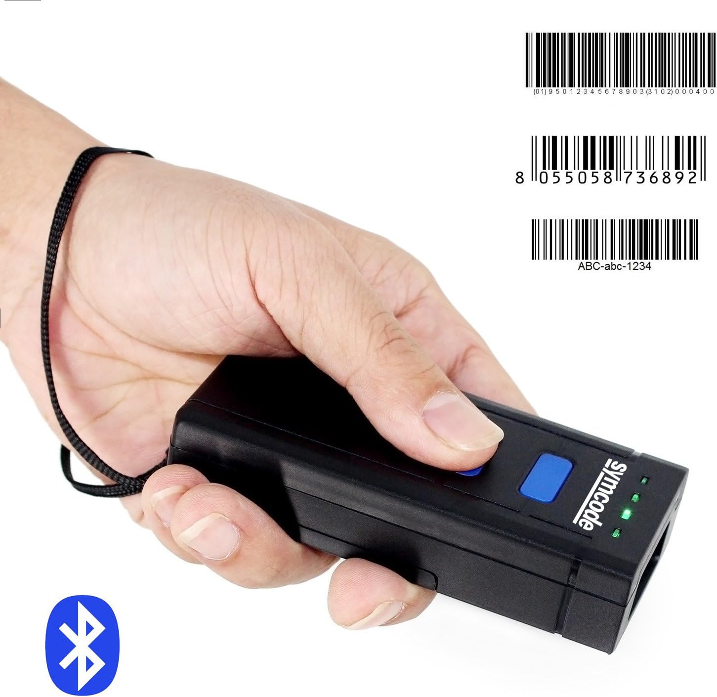 USB Bluetooth Barcode Scanner,Symcode 1D Mini Wireless Handheld Laser