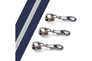Sawoake 10 Yards Bulk Zipper (#5) for Sewing - Navy Blue Nylon Coil With Silver Teeth, 20 Sliders Included for DIY Craft Bags