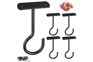 ASZUNE Ceiling Hooks for Hanging Plants 5Pack 4in,Wall Mount Hangers Plant Hooks,Wall Hooks for Plants,Lights,Planters,Lanterns,Hanging Bird Feeders,Wind Chimes,Indoor&Outdoor Decoration Hooks Black