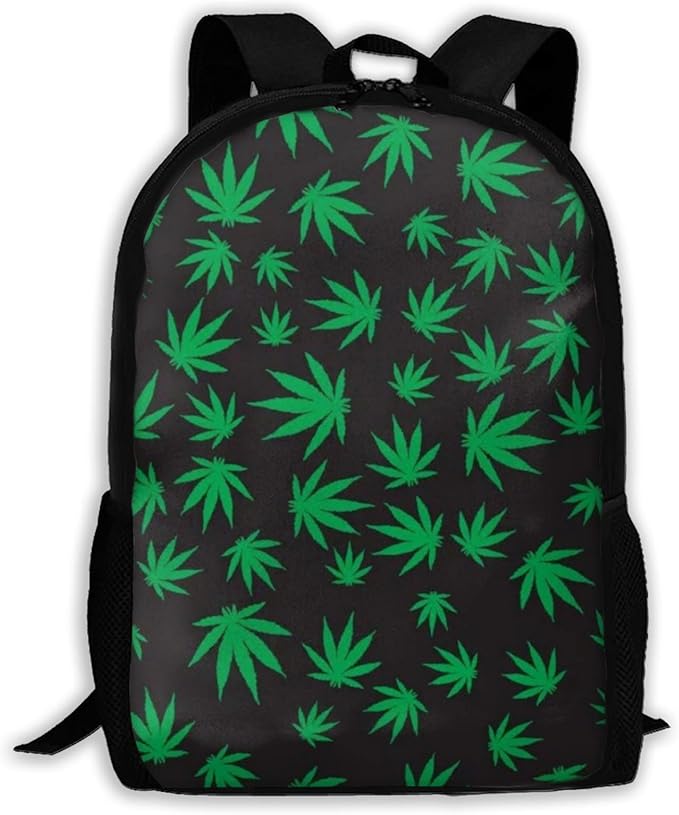 Hemp Marijuana Leaves Green Backpack,Unisex Lightweight Travel Laptop