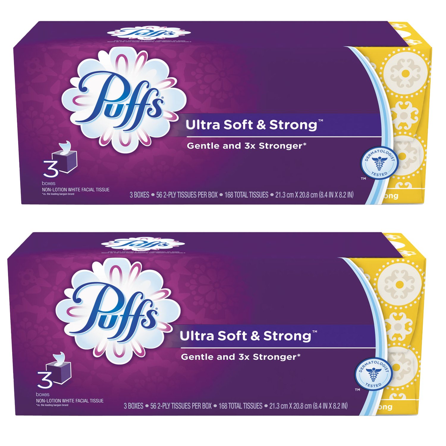 Puffs Ultra Soft Facial Tissues; 6 Family Boxes; 124