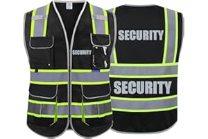 Security Safety Vests Heavy Duty Reflective Vest with 5 Pockets S/M/L/XL/XXL/3XL/4XL