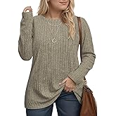 DOLNINE Women's Plus-Size-Tops Long Sleeve Comfy Crewneck Shirts Lightweight Casual Loose Fit Sweatshirts Tunics XL-5XL