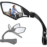 Hafny Handlebar Bike Mirror &ndash; HD Glass, Wide Angle, Adjustable 360&deg; Rear View &ndash; Shatterproof, Anti-Glare, Premium, MTB, E-Bike, and Commuter Cycling Safety, HF-MR095 (Silver Left)