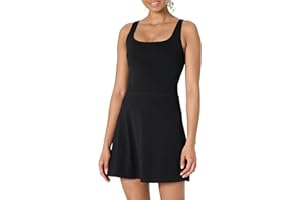 �鶹�� Essentials Womens Active FormFlex Buttery Soft Tank Tennis Dress with Built-in Bodysuit, Bra, & Shorts