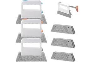 Magic Window Groove Cleaning Brush, Handheld Window Track Cleaner Brushes Tools Set with 3 Replacement Heads, 3 in 1 Window S