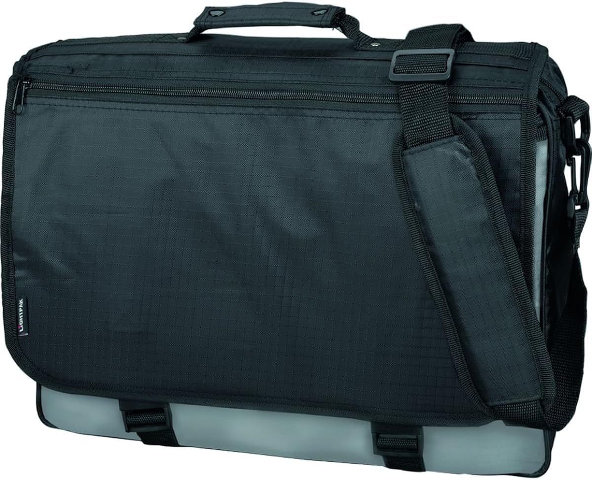 Lightpak Wave 46069 Shoulder Bag Made of Durable Polyester, Approx. 31 x 40 x 10 cm, Black/Grey, black/grey, 40, shoulder bag