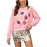 For G and PL Women's Christmas Long Sleeve Sequin Pullover Party Ugly Sweatshirt