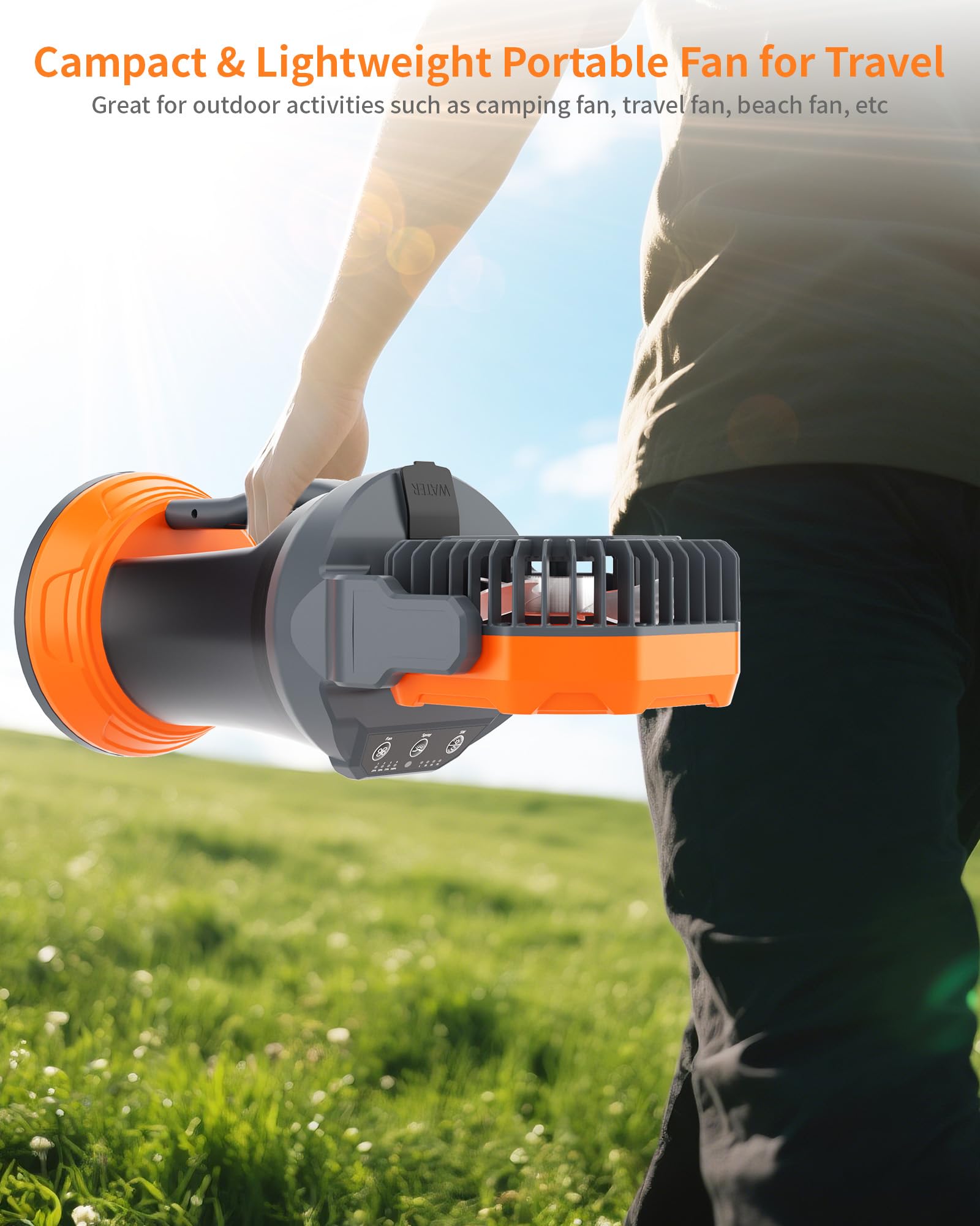 30000mAh Misting Fan Portable Battery Powered Fan with 2L Water Tank,Portable Mist Cooling Fans for Outdoor Camping Tent Beach Travel-120°Auto Oscillating,4 Wind Speeds & Spray Modes,RGB Light