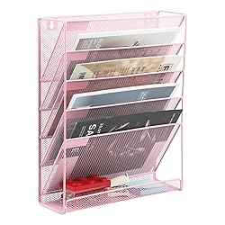 EASEPRES Wall File Holder Organizer, Cute Pink Desk