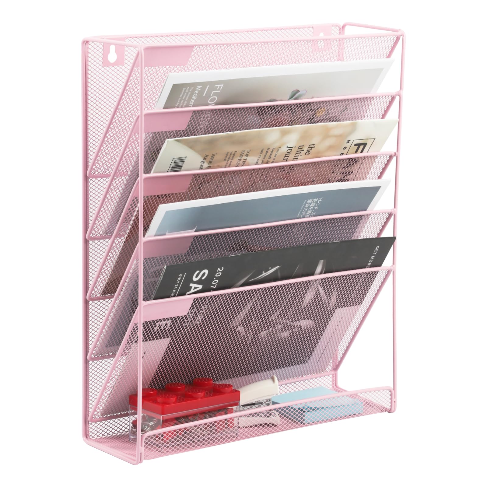 EASEPRES Wall File Holder Organizer, Cute Pink Desk