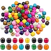 BetterJonny 400Pcs Large Hole Wood Beads, Assorted Color Wooden Beads Hair Braid Beads 12x11mm for Macrame Rosary Bracelet Jewelry Craft Making