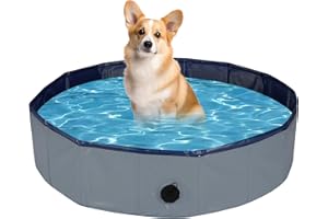 RINLING Ringling Dog Pool, Foldable Dog Swimming Pool Collapsible Pet Bathtub for Pets Cats 31.5"x8"(Gray S)