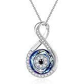 SNOWELLE Evil Eye Necklace 925 Sterling Silver Evil Eye Infinity Protection Pendant Good Luck Jewelry Gifts for Women