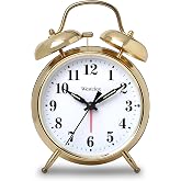 Westclox Big Ben Twin Bell Alarm Clock | Loud Alarm Clock for Heavy Sleepers | Battery Operated Clock with Backlight for Bedside Table, Bedroom, Kids Room, Desk (Gold, 4")
