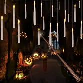 Leejec 20Pcs Flameless Taper Floating Candles with Wand, Halloween Decor | Flickering Warm Light, Battery Operated, 6.1" LED Hanging Candle, Christmas Magic Window Decor, Wedding Birthday Party Gifts