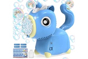 RNGODO Bubble Machine for Toddlers 1-3: Automatic Unicorn Bubble Gun for Toddlers 1-3 3-5 4-8| 360°Leak Proof Bubble Blower Contain 4 AA Battery with Light & Bubble Solution Outdoor Toys
