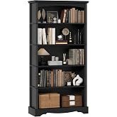 TVU 5-Tier Wooden Bookshelf, 31.5" W x 65" H &times;9.9" D Bookshelf with Storage, Floor Standing Modern Style Display Bookcase for Living Room, Office, Study Room, Entryway, Black