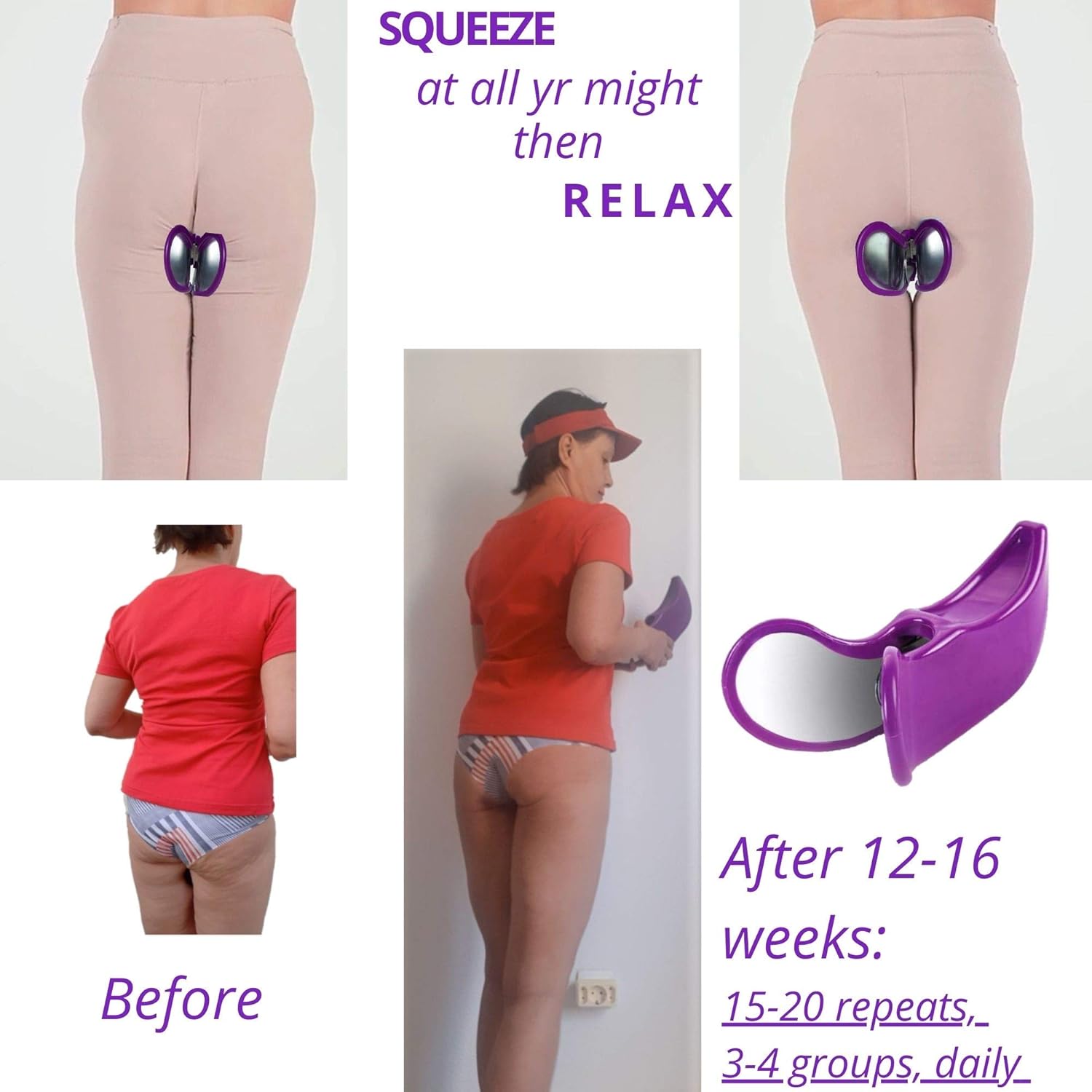 BaradzeYFerm Hip Trainer Buttocks Lifting - Pelvic Floor Muscle Exerciser - Inner Thigh Exercise Equipment - Hipsline Body Sculpt Tool - Fitness Bladder Control Exerciser - Postpartum Recovery: Sports & Outdoors