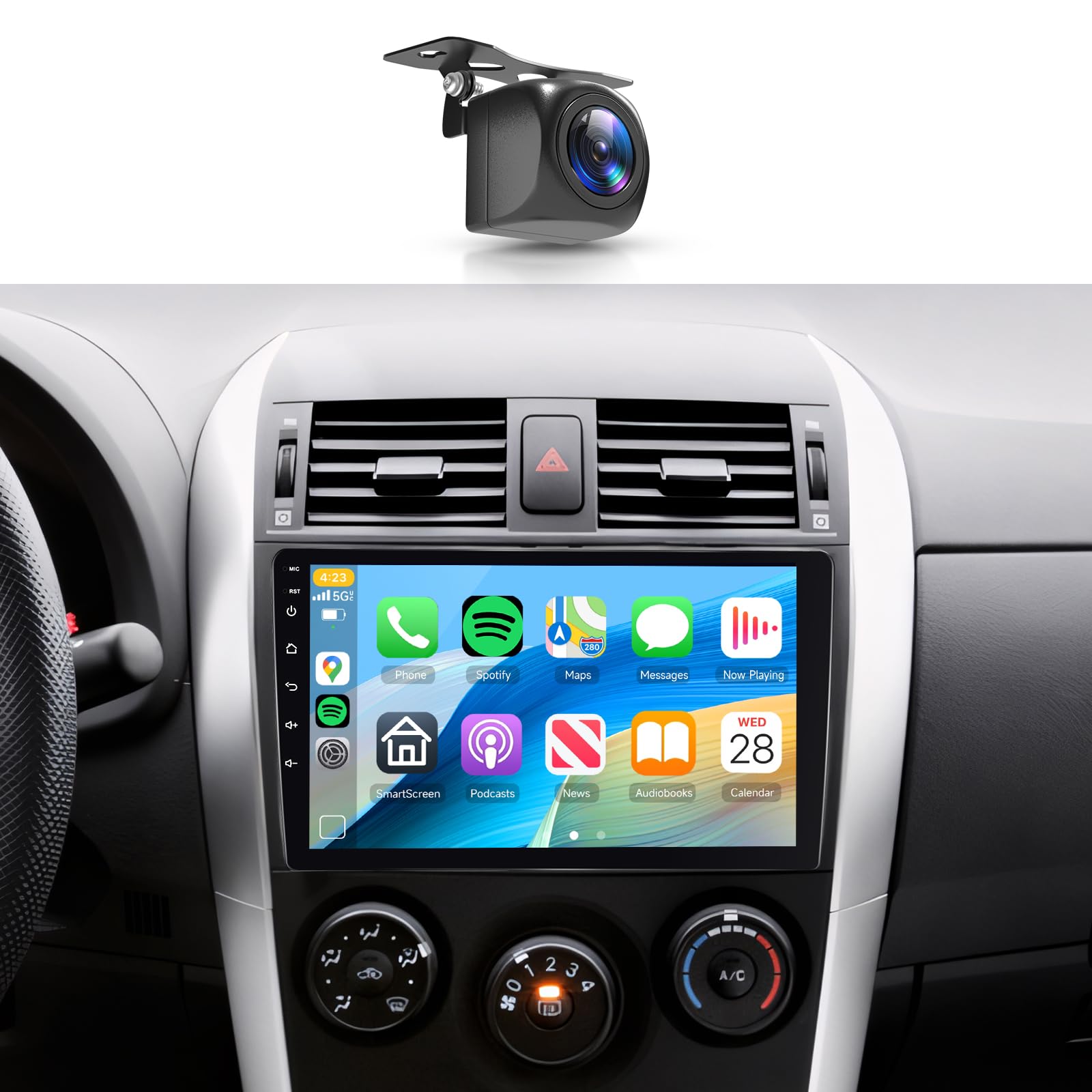 View 1 of [4G+64G] Car Stereo for Toyota Corolla 2009-2013 with 5GWiFi/Android 15/Wireless Carplay Android Auto,9" Incell Touch Screen Radio,GPS/EQ DSP/Bluetooth5.0/SWC/AHD Backup Camera