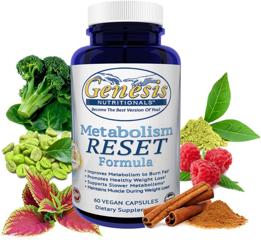 Genesis Nutritionals Natural Metabolism Booster: Custom Formula For Slow Metabolism - Safe Fat Burner, Control Appetite, Increase Metabolism and Energy, Healthy Weight Loss For Women and Men