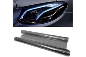 MLAHUIER Car Taillight Headlight Fog Light Light Self-Adhesive Tint Film, 12×48 Inches Vinyl Protector Color Shiny Sticker Film, Auto Modification Cover for Cars, Trucks, SUVs(Light Black)