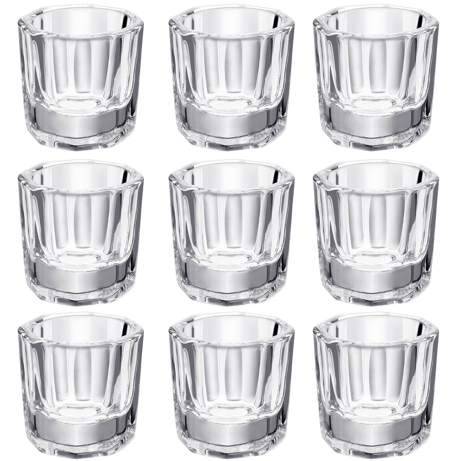 Hioph 10pcs Dappen Dish for Acrylic Nails, Acrylic Powder Holder, Acrylic Glass Jar Dampen Dish Liquid Cup for Nail Art Manicure Care Tools