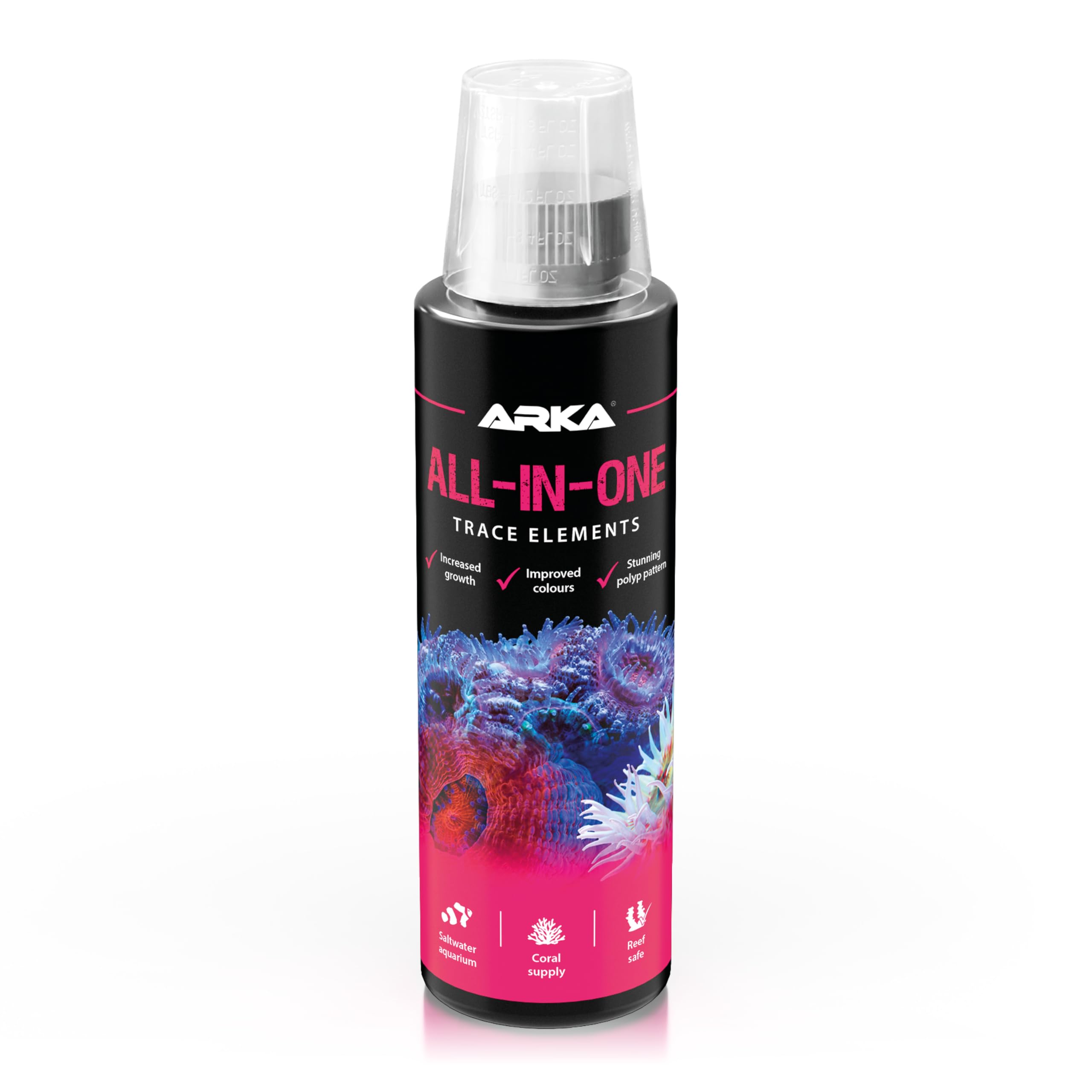 Coral Supplement Reef Aquarium – ARKA All-In-One 236 ml – complete dosing with calcium, iodine, strontium & vitamins – over 70 nutrients for growth, colour & vitality – ideal for SPS, LPS & soft coral