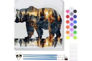 HEIBAGO Paint by Numbers Adult Kit With Frame, Adult Paint by Number Kits Bear, Peinture A Numero Adulte of Beginner, DIY Pai