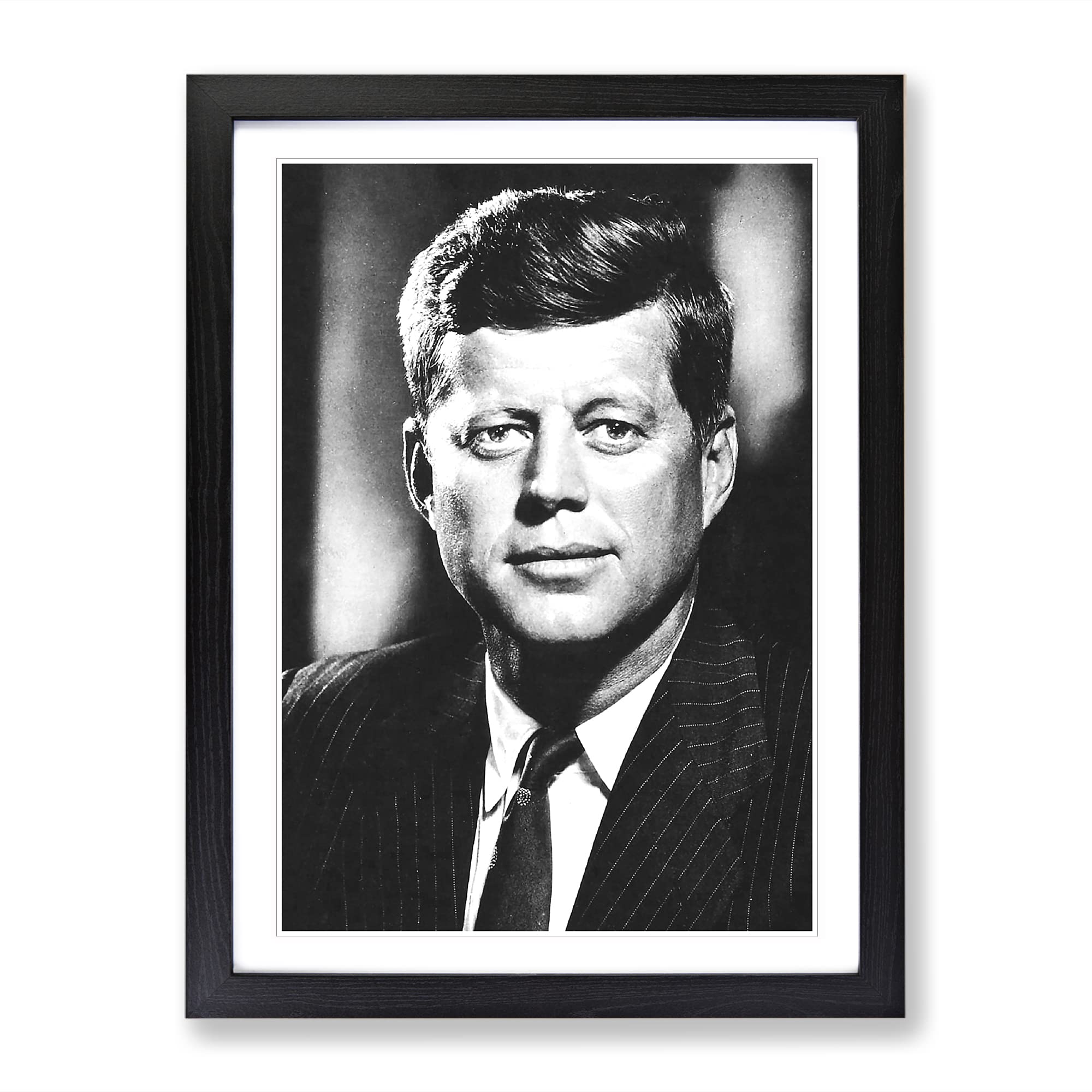 John F Kennedy Jfk President Modern Framed Wall Art Print, Ready to Hang Picture for Living Room Bedroom Home Office Décor, Black A3 (34 x 46 cm)