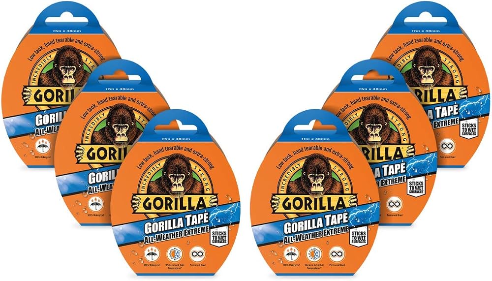 Gorilla Tape All Weather Extreme Black 48mm x 11m Pack of 6
