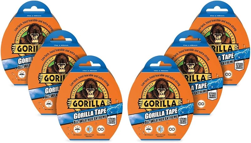 Gorilla Tape All Weather Extreme Black 48mm x 11m Pack of 6