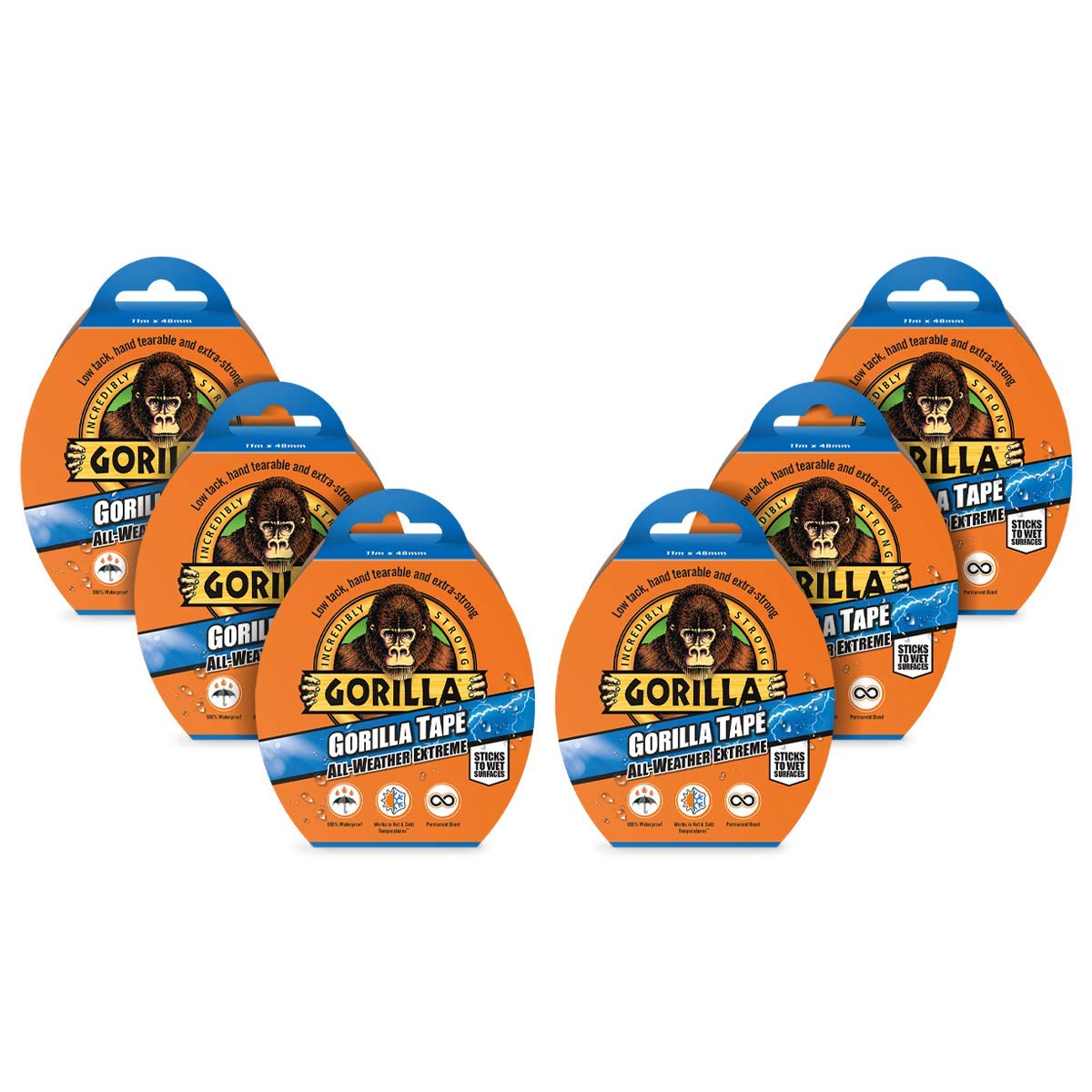 Gorilla Tape All Weather Extreme Black 48mm x 11m (Pack of 6)