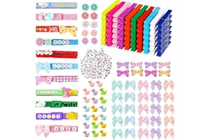 50 Set Cheer Pins Spirit Clips, Included 50Pcs Colored Clothes Pins and Min Resin Ducks and Mini Flowers for Backpacks Ribbon
