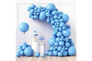RUBFAC 110pcs Light Blue Balloons Different Sizes 18 12 10 5 Inches for Garland Arch, Sky Blue Balloons for Birthday Baby Shower Gender Reveal Wedding Party Decoration