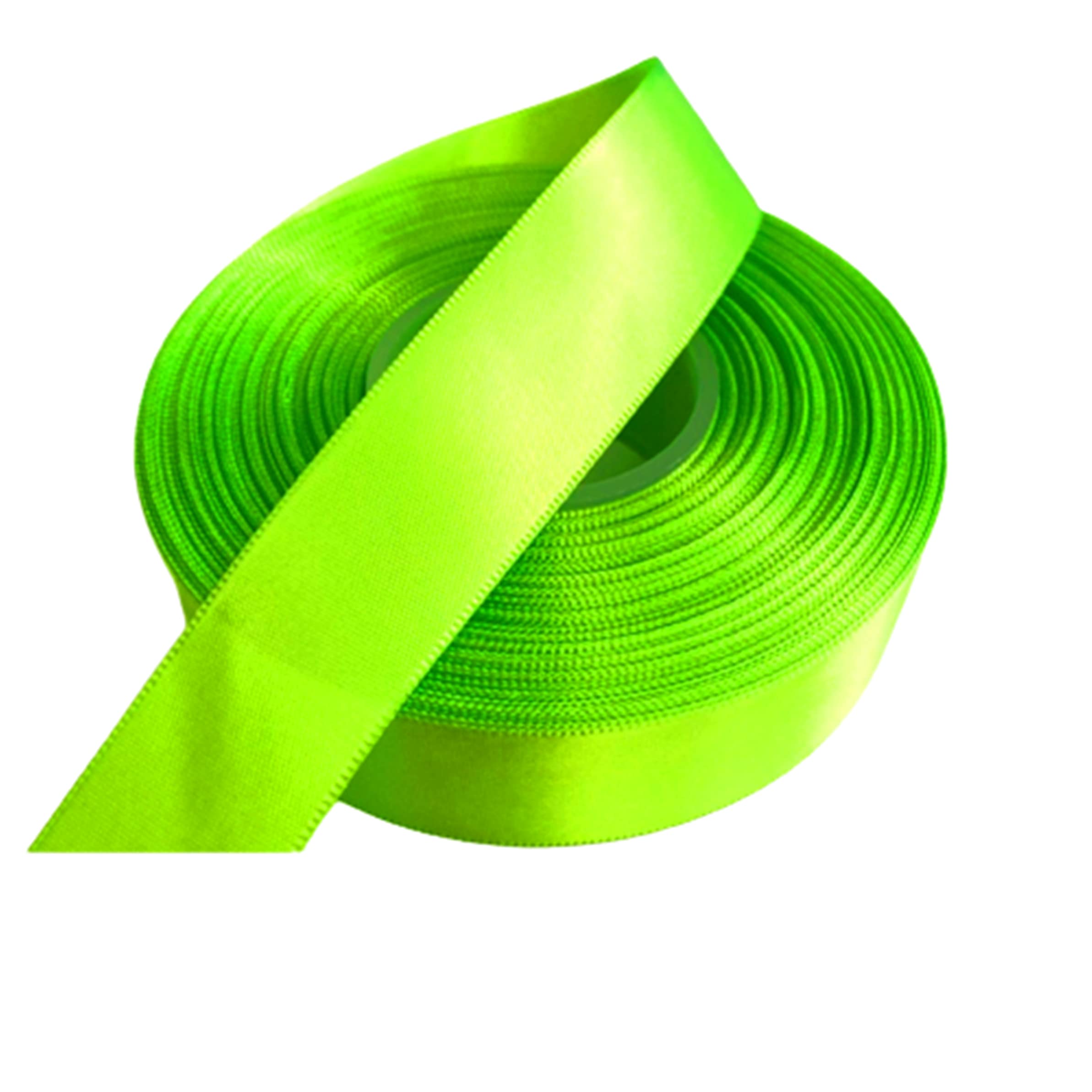 Double Faced Satin Ribbon, Flourscent Green -23 Metrs, Perfect for Wedding, Gift Wrapping, Bow Making & Other Projects (25mm, Neon Green)