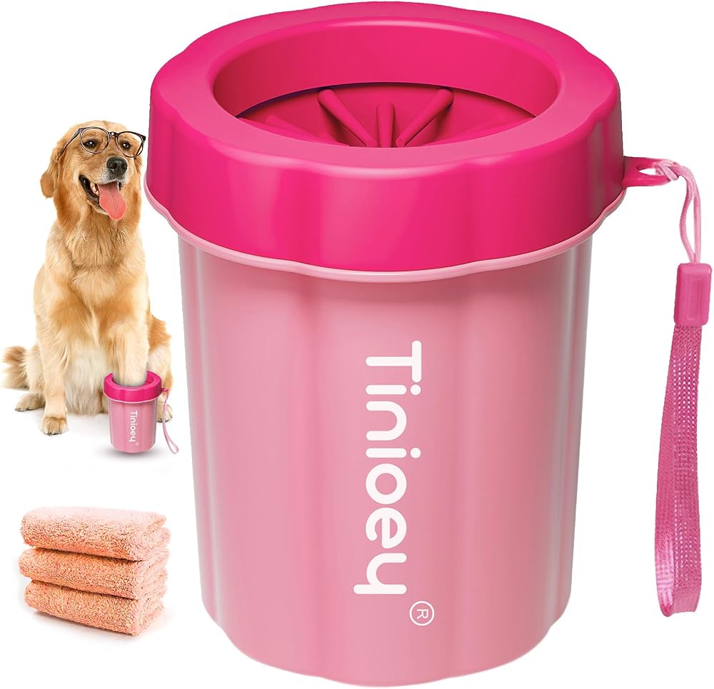 Tinioey Dog Paw Cleaner for Medium Dogs with 3 Towels | Silicone Clean Cup