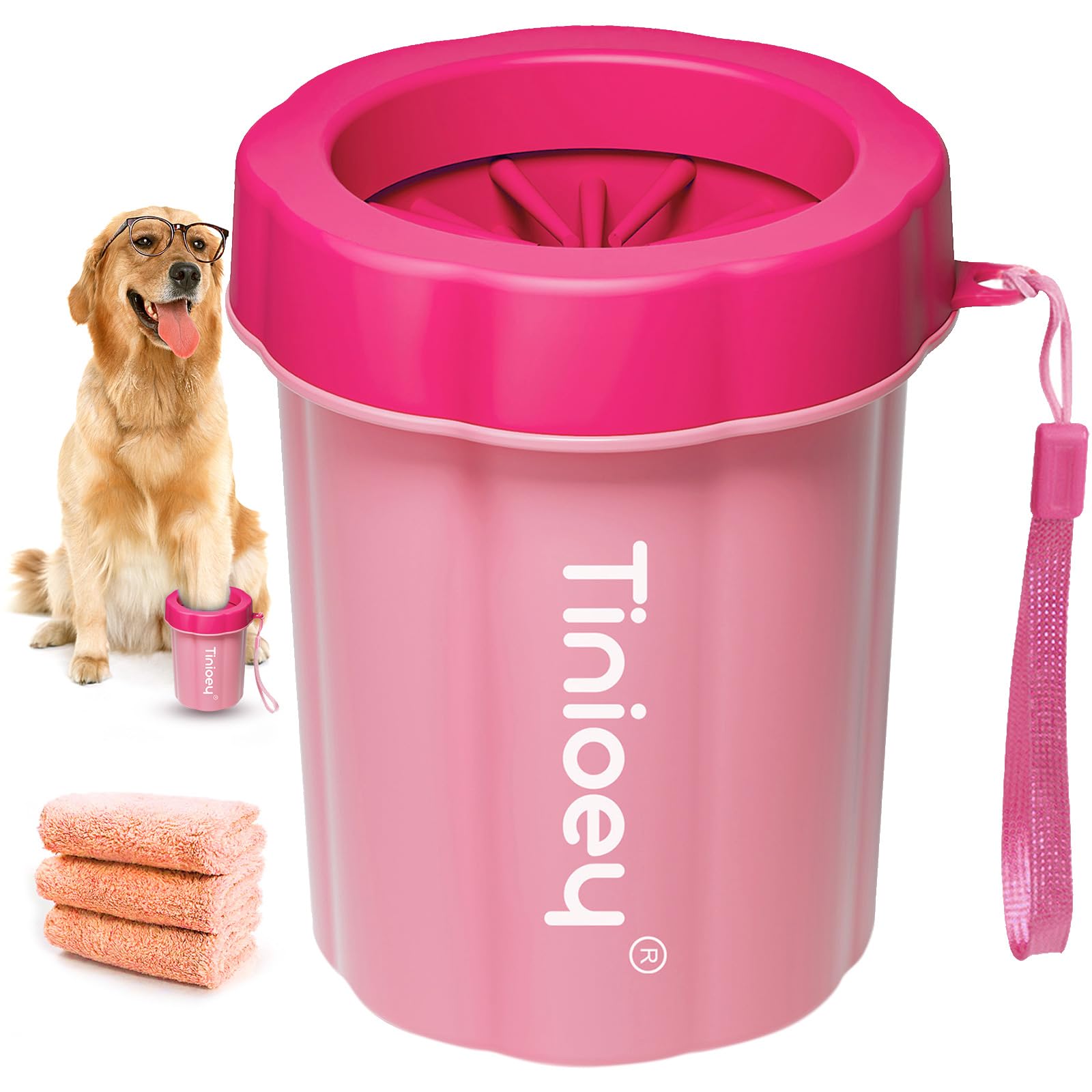 Tinioey Dog Paw Cleaner for Medium Dogs | Paw Washers for Dogs | Pet Foot Cleaner | Pet Washing Equipment | Dog Accessories (with 3 Absorbent Towels)