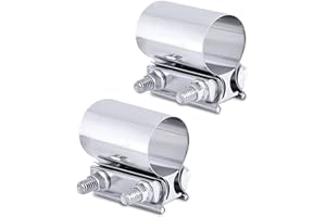 AOCISKA 2 Pack Stainless Steel Exhaust Clamp Band - 2.0' to 3.0' Sizes, Fits Exhaust Pipe, Muffler & Elbow