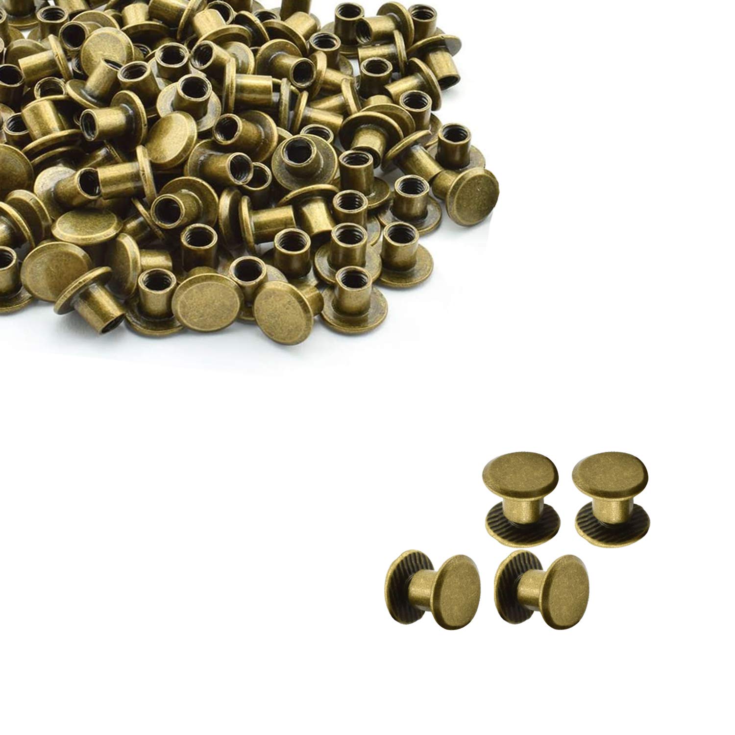 Trimming Shop 9x6mm Chicago Screw Rivets Bronze Flat Head, Anti Resistant, Durable Brass for Leathercrafts, Arts, Book Binding, Handicrafts, DIY Decoration, 50pcs