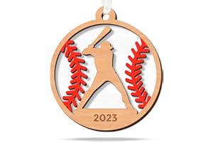BEEFAST Baseball Ornament - Baseball Ornaments for Christmas Tree, Baseball Christmas Ornaments - Baseball Ornaments for Boys - Baseball Christmas Ornaments 2023 - Sport Ornaments - Wood Ornament 2023