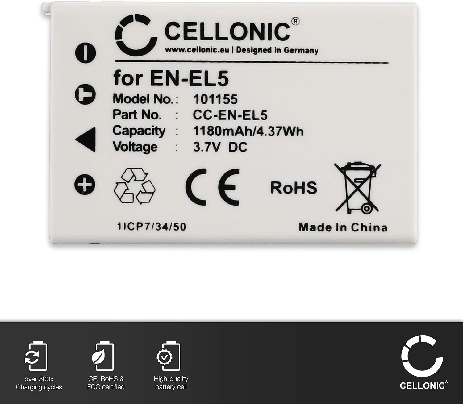 CELLONIC, Battery for Camera compatible with Nikon Coolpix EN-EL5, P520, P500, P510, P100 (3.7V, 1180mAh) - Image 4