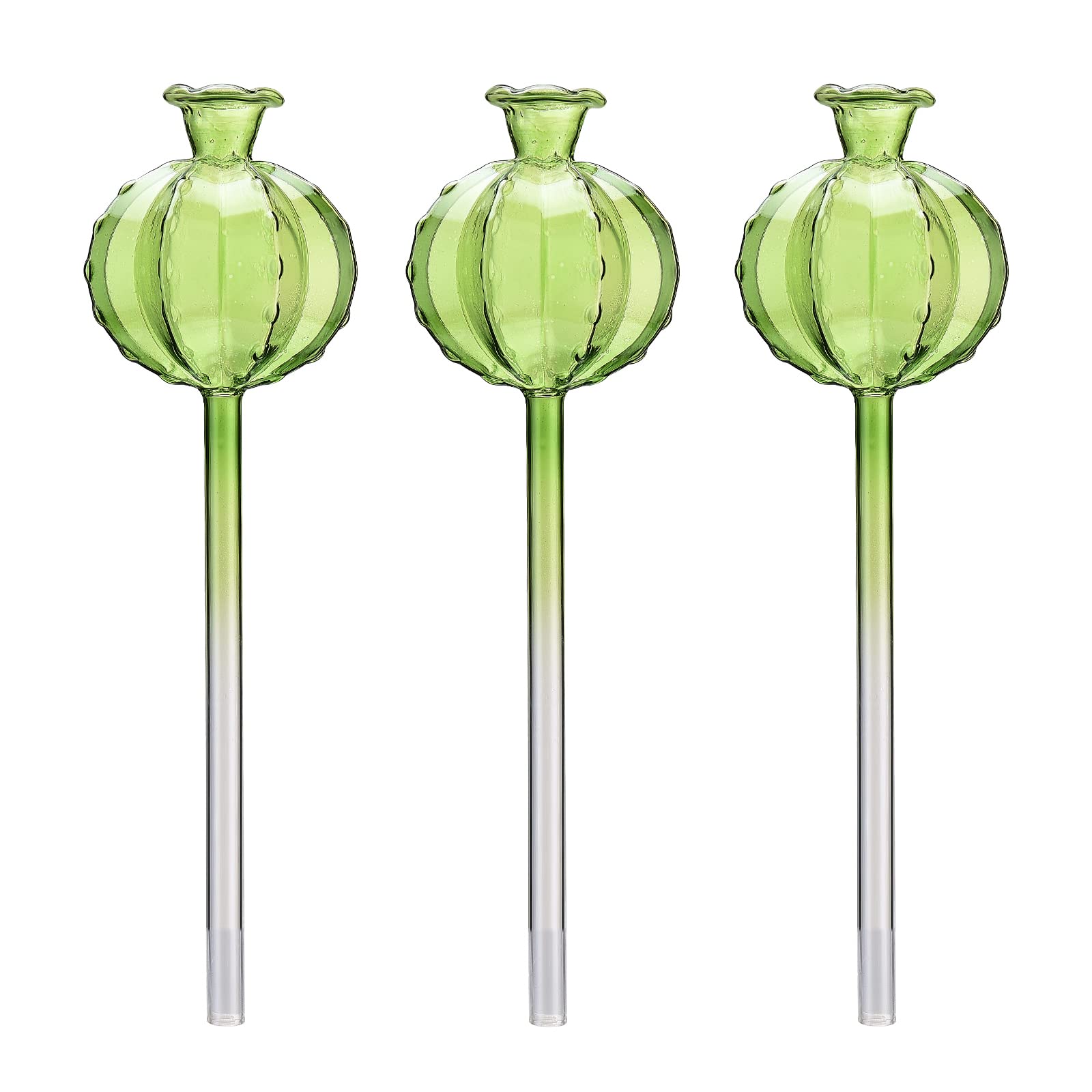 3 Pack Cactus Shape Plant Self Watering Device, Plant Waterer Self Watering Globes Self Watering Spikes, Cute Shapes Aqua Bulbs, Green