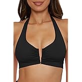 Becca Color Code - Women's V-Wire Shirred Bikini Top, Adjustable, Tie Back, Swimwear Separates for Women