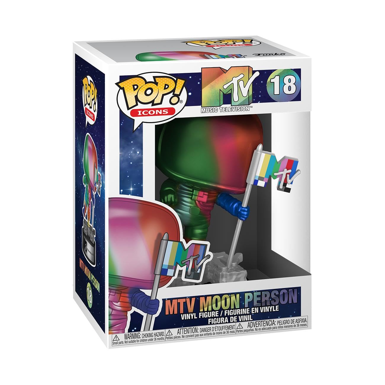 Funko POP! Ad Icons: MTV-Moon Person - (Rainbow) - MTV Moon Man - Collectable Vinyl Figure - Gift Idea - Official Merchandise - Toys for Kids & Adults - TV Fans - Model Figure for Collectors